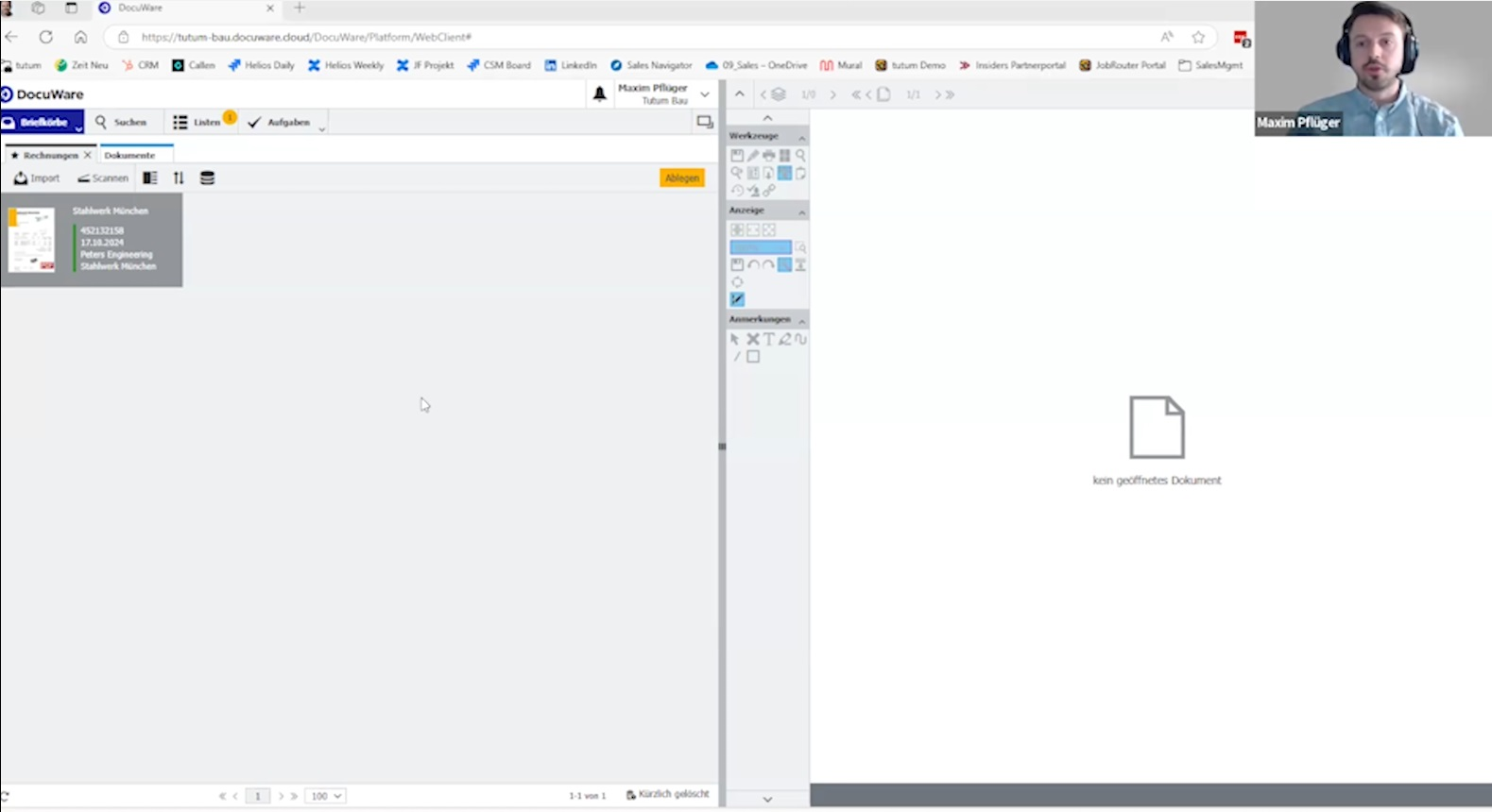 Screenshot digitaler Briefkorb